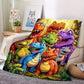 ⏳BLACK FRIDAY SPECIAL PRICE ￡7.99!⏰🦖Cute Smiling Dinosaurs HD Digital Print Flannel Blanket