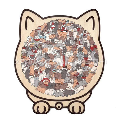 🎁Christmas Sale 50% OFF🎅135-Piece Cat Shaped Wooden Jigsaw Puzzle