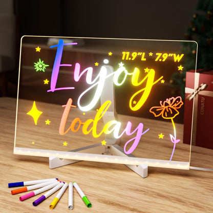 🎅Surprise price: only £8.99!!🎄LED Erasable DIY Acrylic Transparent Message Board🎁
