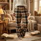 🎅LAST DAY SALE 50% OFF🔥Winter Vintage Plaid Elastic Straight Loose Thick Warm Casual Pants