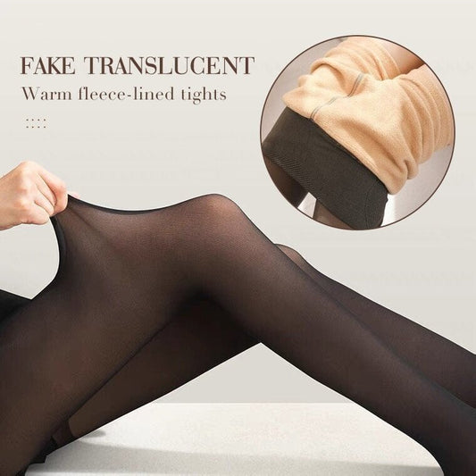 ⏳Time-limited Special⏰Flawless Legs Fake Translucent Warm Plush Lined Elastic Tights